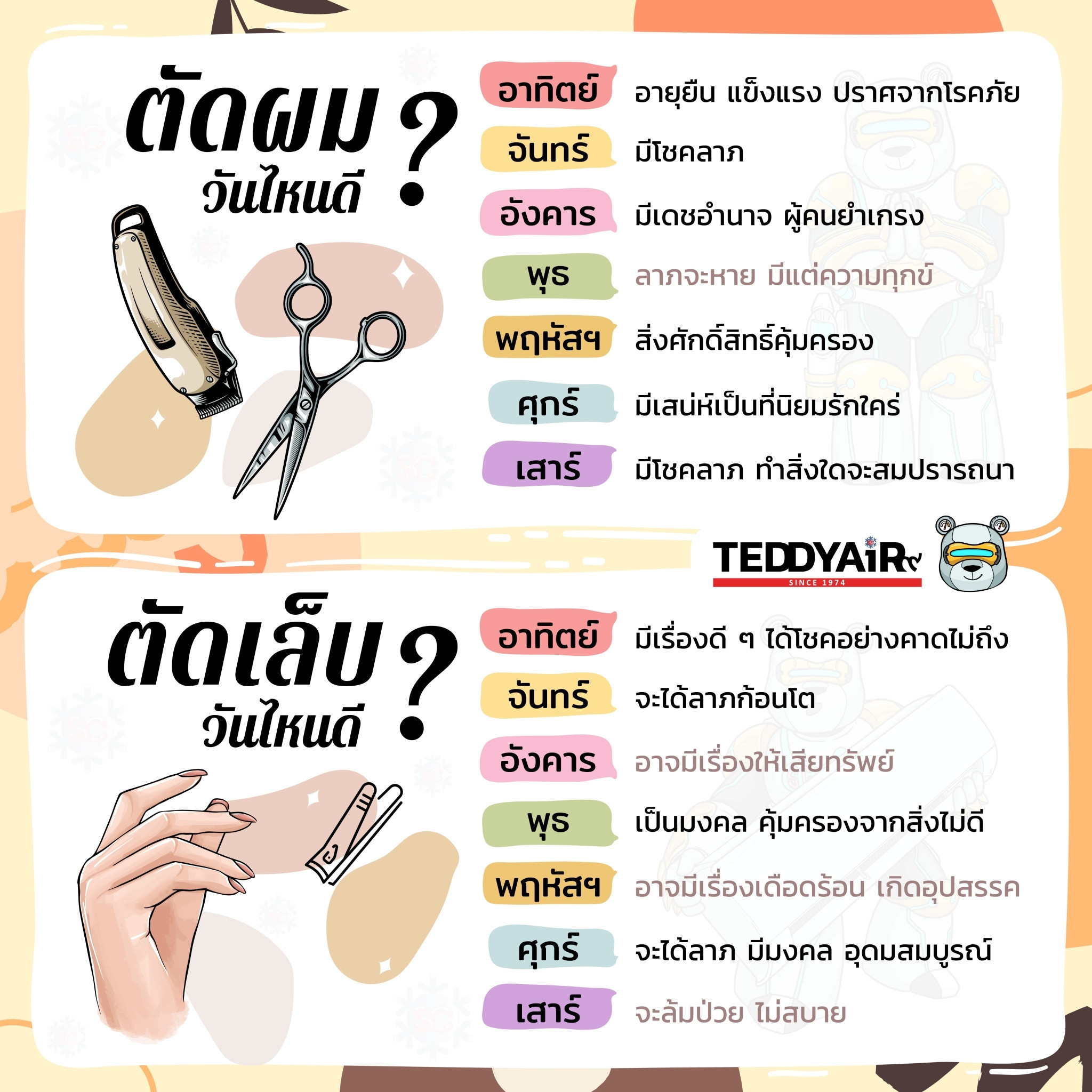 ฤกษ์วันสระผม ตัดผม ตัดเล็บวันไหนดี 2568 ช่วงเวลาที่ดีตามราศีดึงดูดทรัพย์